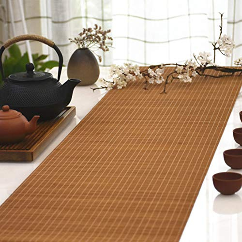 MMQGQ Runner da Tavolo in bambù Naturale in Stile Giapponese, Tovaglietta Antiscivolo, Tovagliette da Tavolo per Cucina di Casa, Tenda in bambù Ombreggiante, Marrone(Size:60×120cm)