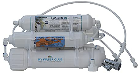 Sistema de agua de purificación de ósmosis inversa de 5 etapas portátil universal para encimera con membrana RO de 100 GPD, postfiltro de lecho mixto desionizante DI (cerca de 0 PPM), conexión dual