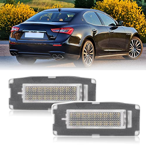 njssjd 2pcs LED License Number Plate Lights for Maserati Ghibli MK3 III M157 2014-2020 Canbus Error Free Xenon White Rear Tag Lamp OEM # 673001401