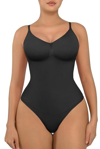 FeelinGirl Sömlösa Formande Body för Kvinnor – Shapewear med Tummy Control och T-gördel, Bodysuit med Overbust