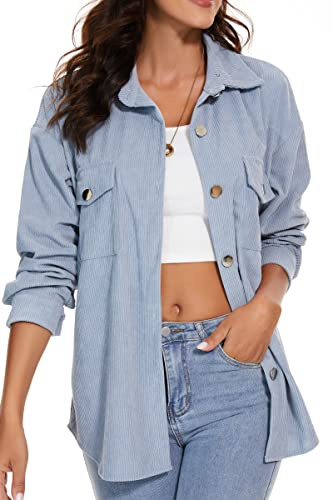 HVEPUO Chemise À Carreaux Veste Femme Manches Longues Chemises Flanelle Boutons Shacket