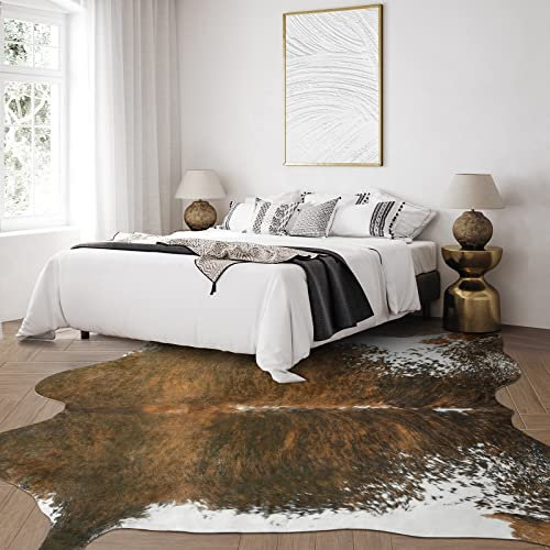 Keeko Tappeto in finta pelle bovina con stampa di mucca, tappeto con stampa animale, per camera da letto, soggiorno, decorazione per la casa occidentale, 5,2 x 15 cm, colore: marrone