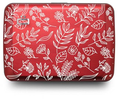 ÖGON -DESIGNS- Porte-Cartes en Aluminium avec Fermoir en métal, Protection RFID Contre la fraude et la démagnétisation, Portefeuille Compact, modèle Smart Case Oslo (Gravure Floral)