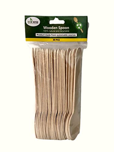 Best House Wooden Spoon, Biodegradable Recyclable Eco Friendly 100% Natural Birch Wood Spoon, Ideal for Christmas, Parties, BBQ, Picnic,s Birthdays, Wedding and Office Use (Pack of 150 PCS)