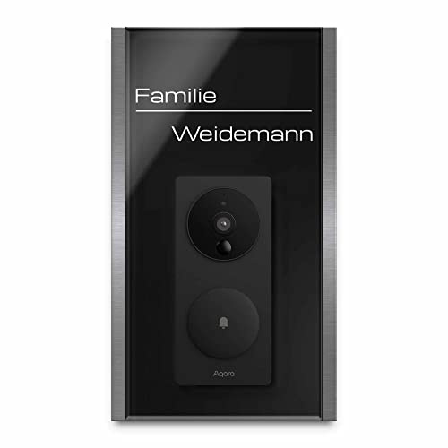 Hochglanz Klingelschild für Aqara G4 aus Acrylglas - personalisiertes Türschild Namensschild aus Edelstahl & Acrylglas | hochwertiges Funkklingel Zubehör