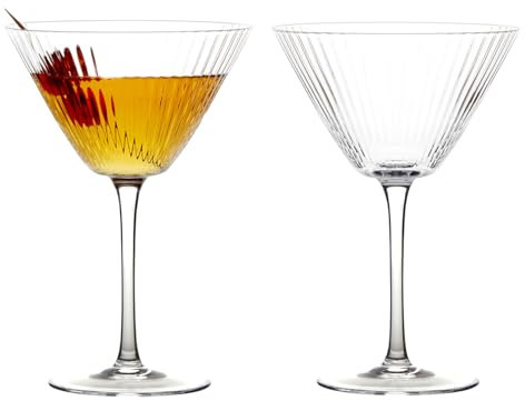 Anton Studio Designs Empire Handmade Cocktail Martini Glasses Perfect for Martinis, Manhattans, and Daiquiris - 350 ml - Clear - Set of 2 Elegant Cocktail Glasses