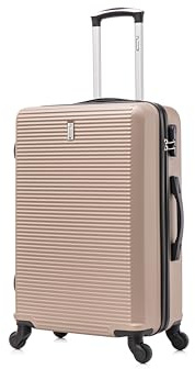 CELIMS - Valise Moyenne Taille Rigide 4 Roues 65 cm | Valise Soute 20kg |Abs Légère | Serrure Intégrée | Bagage de Voyage | Champagne