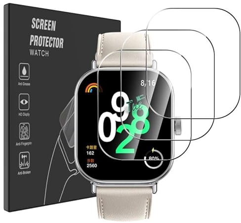 Pollachi [3 Piezas Protector de Pantalla para Xiaomi Redmi Watch 4,Cristal Templado,9H Dureza Anti-Arañazos,Antihuellas,HD Transparente,Ultra Resistente