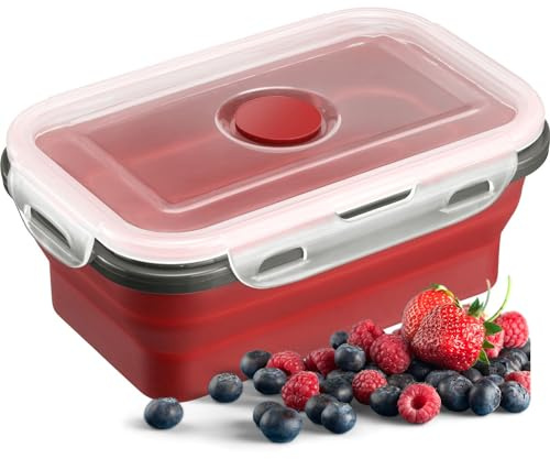 Westmark Recipiente plegable para alimentos, Práctico envase para llevar o para guardar embutidos y queso, apto para lavavajillas, cuadrado, sin BPA, 600 ml