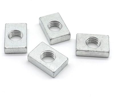 Sicherungsmuttern, 10/50 Stück, Vierkantmutter M3, M4, M5, M6, M8, verzinkter Kohlenstoffstahl, dünne rechteckige Muttern, Gleitblock for Aluminiumprofil-Zubehör (Farbe: 50 Stück, Größe: M4-24 x 9 x 2