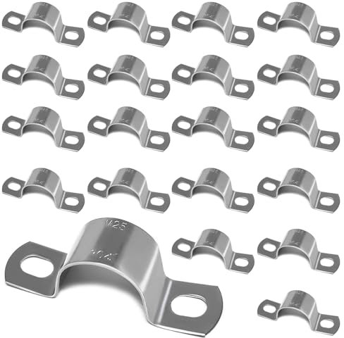 Rohrschellen 25mm, 20 Stück Rohrhalterung, Edelstahlrohr, Schwerer U-Rohrschellen Ø 25 mm, Edelstahl Rohr Rohrschelle Schlauchschnalle Rohrhalterung | Verschiedene Größen