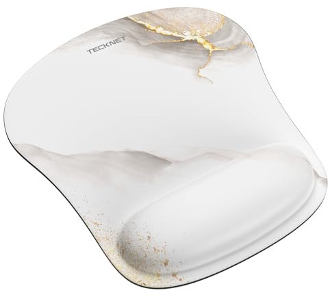 TECKNET Mouse Mat with Memory Foam Rest -Non-slip Rubber base- Special-Textured Water-Resistant Surface