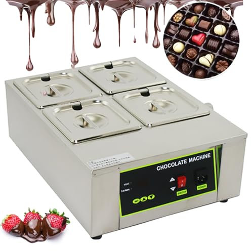 MáQuina EléCtrica Comercial Para Derretir Chocolate | MáQuina Profesional De Templado De Chocolate Con Control Digital | Capacidad De 8/12 Kg | 0-194 ℉ Ajustable | 1000 W,4-Tank