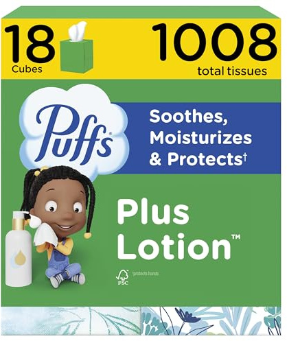Puffs Plus Lotion Gesichtstücher, 18 Würfel, 56 Tücher pro Box