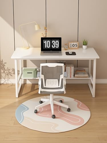 LEPTIS MAGNA Desk, Computer Desk for Student and Work, Computer Desk with Shelf, Modern Computer Table, Stylish Home Office Desk with Self for Bedrooms, Office, Gaming (White, 120 CM)