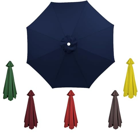 Abdeckung Gartenschirm Stoff Ersetzen Ersatz Bezug - 6/8 Streben - Gartenschirm Stoff Ersetzen - Wasserdicht - Outdoor Markt Tisch Schirm Schirm Baldachin Regenschirm Ersatz Stoff(Color:Navy blue,Size