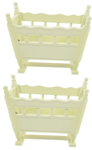 HEMOTON 2st Babywiege Spielzeug Bettverzierung Mini-möbelmodell Mini-hausdekoration Bett Für Mini-verzierung Puppenhausmöbel Mini-hausbett Mini-hausmöbel Miniatur-puppenbett Birke