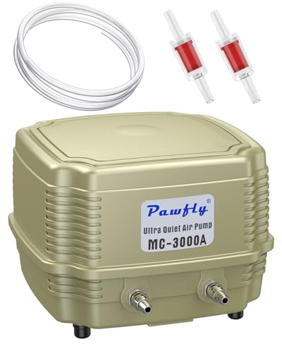 Pawfly Aquarium Air Pump 254 GPH Dual Outlets Fish Tank Air Pump for Tanks up to 300 Gallons Adjustable Quiet Oxygen Pump Fish Tank Aerator with Airline Tubing and Check Valves