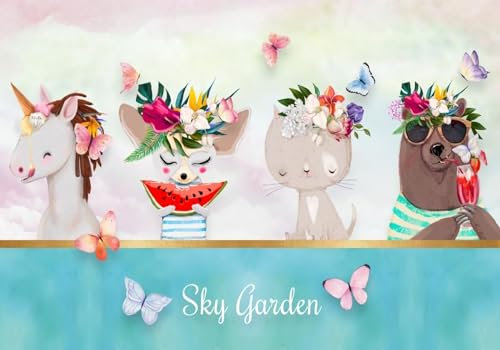 3D Tapeten 3D Effekt Wohnzimmer Schlafzimmer Kinder Tapeten Junge Cartoon Tier Pferd Kaninchen Kinderzimmer Hintergrund Wand Fototapete Natur Blumen Wald