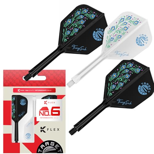 Target Japan Zenith K Flex Dart Flights and Shaft System, No.6 | 3er-Pack Kflex All In One Flight, Player Edition Tung Suk Dart-Zubehör | K-Flex Dart-Schaft - Short/Intermediate/Medium