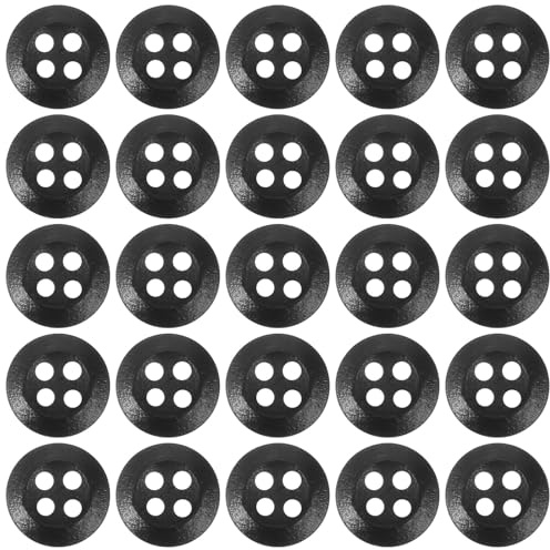 PATIKIL Boutons En Bois 4/9 Pouce (12mm), 50 Pcs Couture En Bois 4 Trous Ronds Ornementaux Faits Main pour Artisanat Couture Accessoires Vêtements Décoration, Noir
