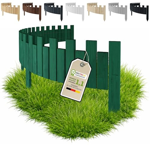 Floranica Bordo Aiuole Flessibile 2 m x 15 cm Verde Bordura per Giardino Recinzione per Giardino Bordino da Giardino Arrotolabile Staccionata in Legno