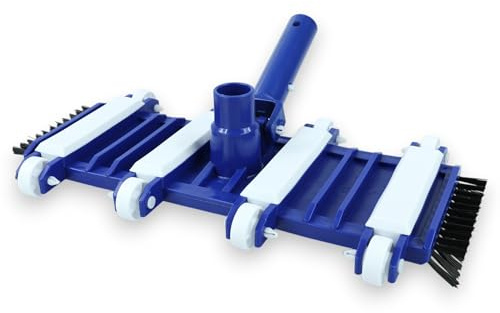HERSIG - Cabezal Limpiafondos Flexible Manual para Piscina con Ruedas y Cepillos Laterales para Limpieza de Esquinas y Fondos Curvos con Conexión Universal