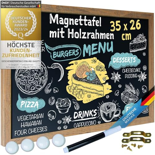 GOODS+GADGETS® Magnetisk Krittavla med Träram – 26 x 35 cm