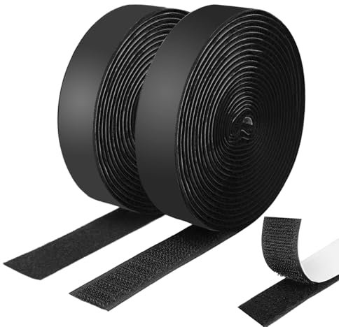 2 Pezzi Autoadesivo Nastro Adesivo, 10 m X 20 mm Nastro Adesivo a Strappo, Feltro Adesivo Forte Tessuto, Hook Loop, Nastro Universale Magico Strisce per Zanzariera, Portafoto, Lavori Manuali e DIY