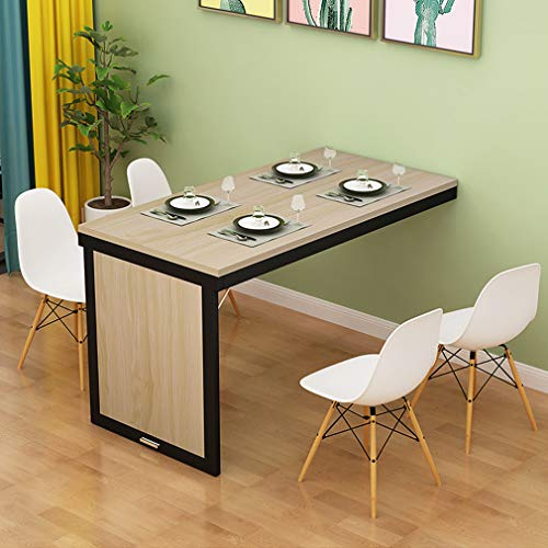 Table murale pliable en bois massif - Bureau de salle à manger flottant en noyer multifonction - Économie d'espace - Idéal pour les petits espaces