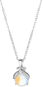 COYUN Collier Pierre de Lune, Cadeau Femme, Collier Femme, Bijoux Collier de Bohème Avec Pendentif Pierre Naturelle, Cadeau Anniversaire Femme, Cadeaux pour la Saint-Valentin (Argent)