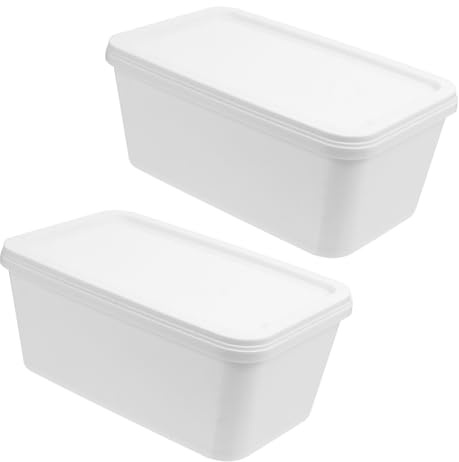 Cajas para Guardar Postres de Helado 3 Litros, Plástico Blanco, 2 Piezas