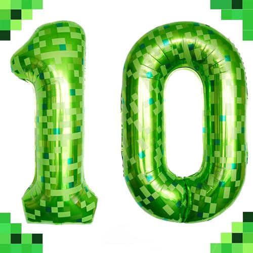 Tourima 40 Zoll Zahlenballon 10 Grün, Folienballon für 10. Geburtstag Deko