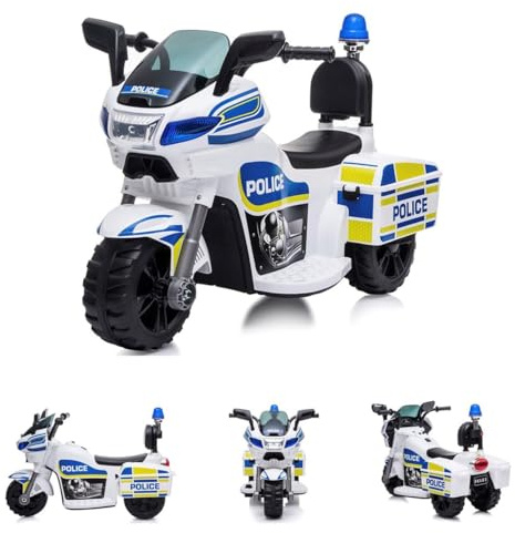 Chipolino Polis elektrisk motorcykel för barn, 3 hjul, strålkastare, musikfunktion, färger: vit blå