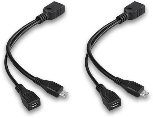 WEDAWIN 2 Piezas Cable OTG, Adaptadores USB Host, con Puerto de Alimentación, Cable Micro USB, Apto para Firestick 4K/4K MAX/Lite/Cube/2.ª Generación Cable de Alimentación OTG