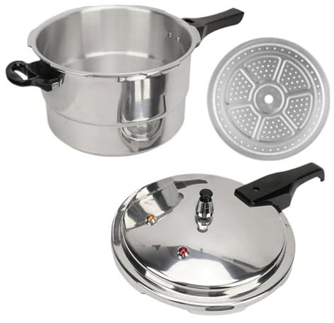 yybng Pentola a Pressione - Pentola Cottura Lenta 5 Litri con Cestello Vapore - Lega di Alluminio per Cucina Domestica Carne Pollame Verdura Pesce