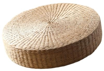 FytStycale Cojín de Asiento Redondo Meditación Almohada de Suelo Tatami Colchón Piso Trenzado Almohadilla Tejida a Mano de Cattail Función Transpirable Adecuado, 30cmX10cm