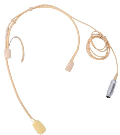Diyeeni Auriculares con Micrófono para Colocar sobre la Oreja, Micrófono de Condensador con Cable y Gancho Doble para la Oreja con Conector de Cable XLR de 4 Pines, para Profesores,