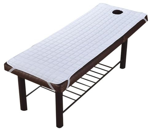 HNULGVI Materasso Per Lettino Da Massaggio Coprimaterasso antiscivolo for lettino da massaggio SPA, lenzuolo con foro for il viso, for salone di bellezza per Salone di Bellezza(White,Size L)
