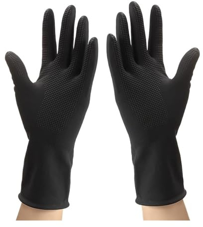 diskhandskar, Vattentäta latexhandskar for kök, rengöring, tvätt, diskhandskar(Black L)