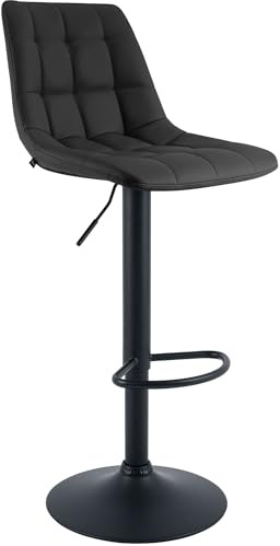 CLP Sgabello da Bar Mapun, Sgabello Regolabile in Altezza e Girevole a 360 Gradi, Imbottito, con Struttura in Metallo per Cucina, bancone, Colore:Nero, Materiale:Ecopelle