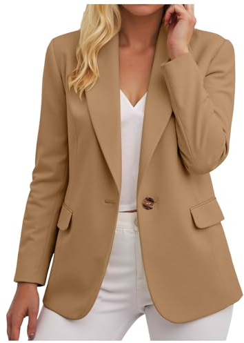 Genérico Blazer Casuales Mujer Manga Larga Chaqueta Blazer De Color Liso Ligeros Botones Fina Chaqueta Mujer Entretiempo Trabajo Elegante Slim Fit Frente Abierto Para Trabajo Oficina Boda Invitada