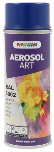 DUPLI-COLOR AEROSOL ART RAL 5002 ultramarinblau glänzend 400 ml, Spraylack für vielseitigen Einsatz, schnelltrocknend, hohe Deckkraft, für Innen- und Außenbereiche geeignet