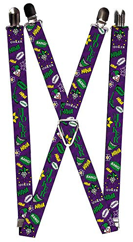Buckle-Down Tirantes unisex The Joker Elements Collage morado/verde/amarillo, Multicolor, Talla única
