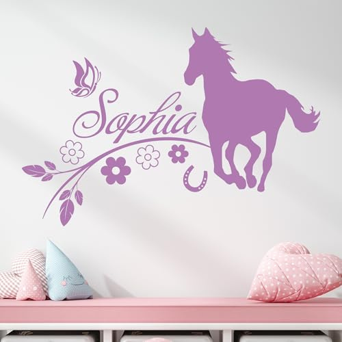GRAZDesign Pferde Wandtattoo Kinderzimmer Mädchen Pferd mit Namen personalisiert, Mädchenzimmer Deko
