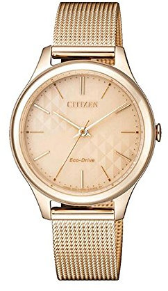 Citizen Damen Analog Quarz Uhr mit Edelstahl Armband EM0503-83X, Gold