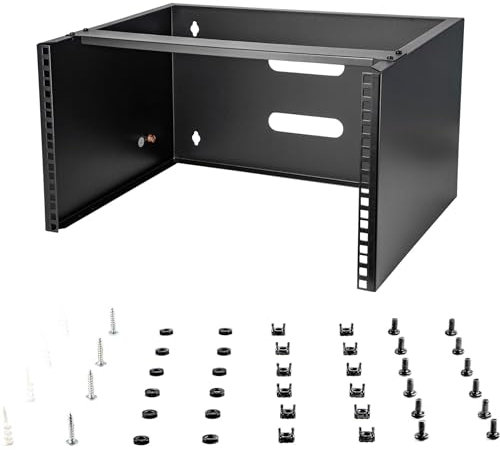 StarTech.com Rack 6U 19 per il montaggio a parete, Profondità 35 cm Profilo Basso - Staffa/Rack di rete 19 pollici per Switch, Patch Panel, Server e Dispositivi IT - Portata 20 Kg - Nero (WALLMOUNT6)