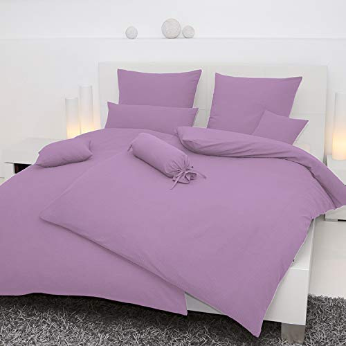 Janine Seersucker Bed Linen Piano 0125, 100% Cotton, lilac, Kissen 40x80 cm