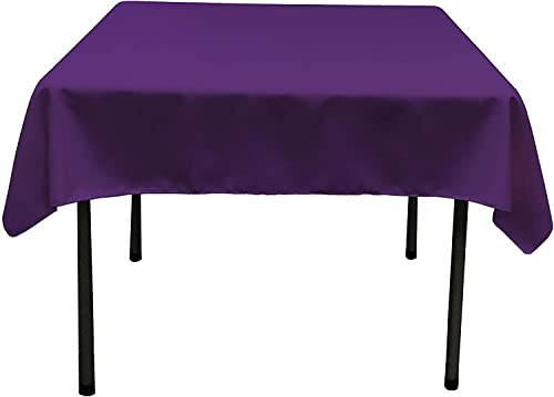 LA Linen Polyester Poplin Square Tablecloth, 52 by 52-Inch, Purple, 52 x 52 inch (Square)
