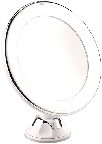 Sichler Beauty Rasier- & Kosmetikspiegel, Ø 17,5 cm, 5-Fach, 25 LEDs, 360°-Saugnapf (Bad)